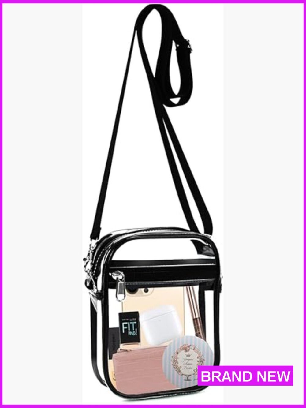 Clear Crossbody Bag Stadium Approved Waterproof PVC Concert Sports Festival